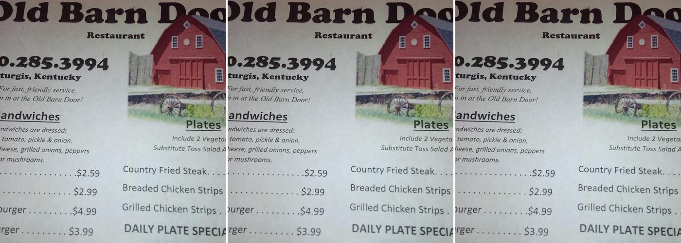 Old Barn Door Restaurant Menu
