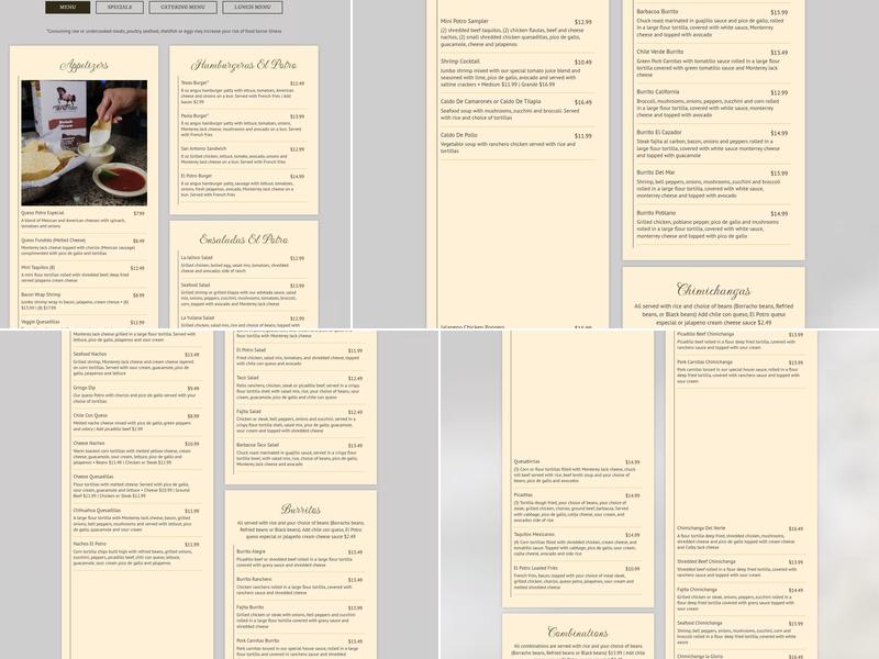 El potro mexican cafe Menu