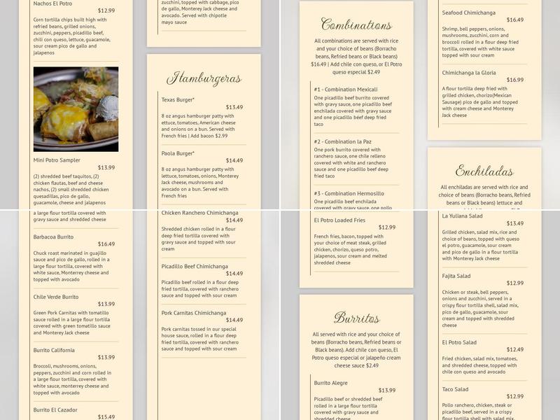 El potro mexican cafe Menu