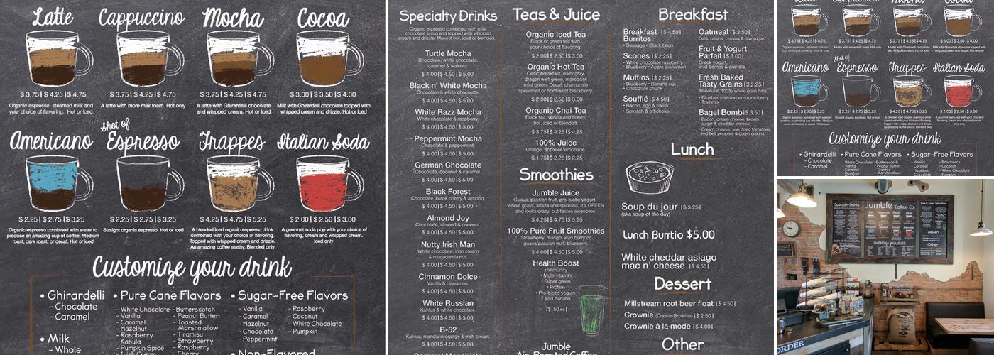 Jumble Coffee Co. Asbury Menu
