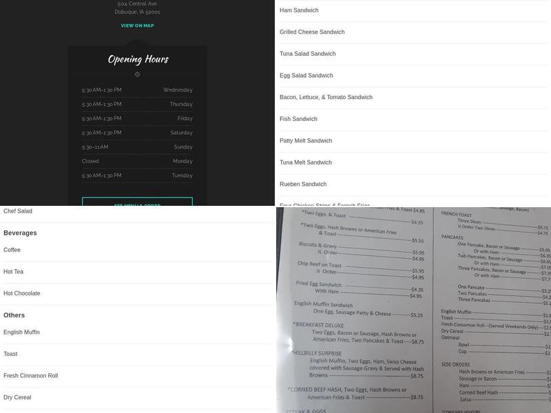 Dottie's Cafe Menu
