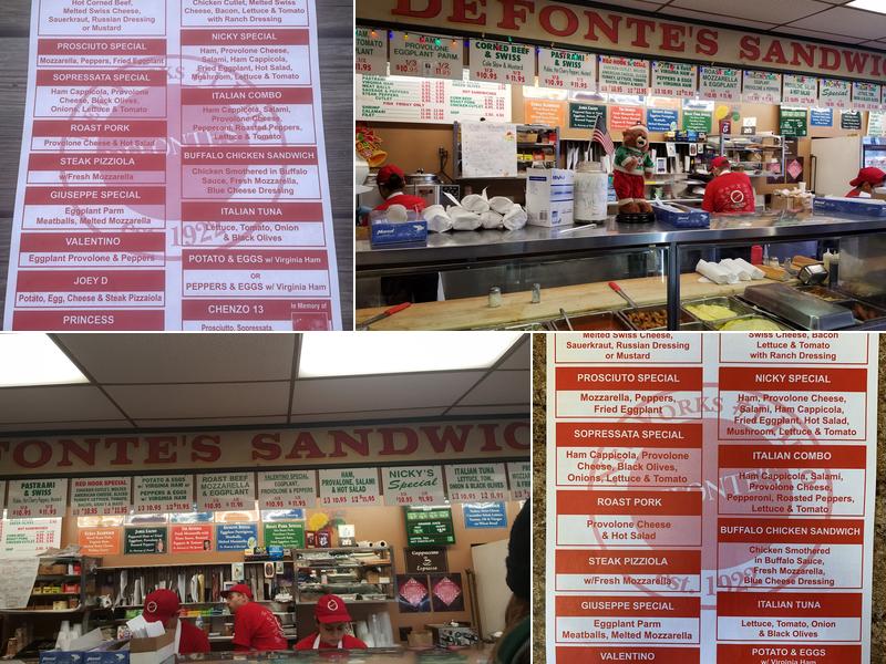 Defonte's Sandwich Shop Menu