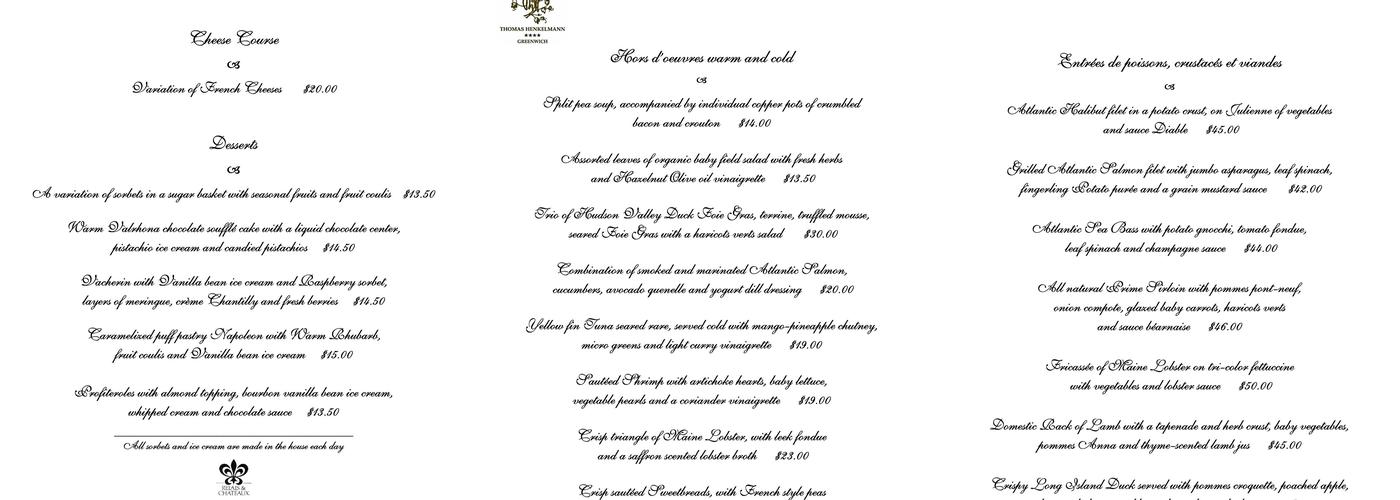 Homestead Inn Menu