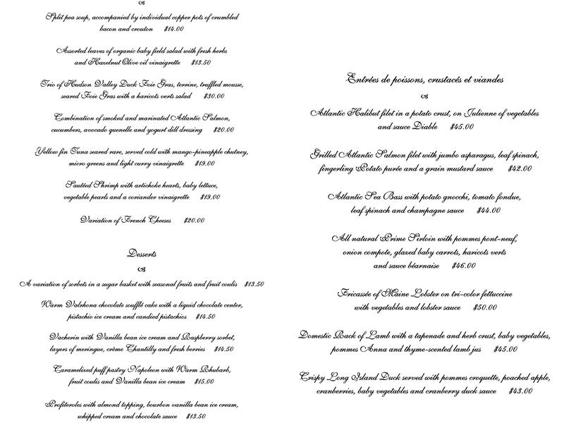 Homestead Inn Menu