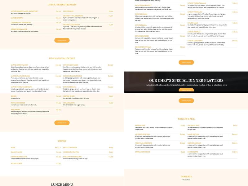 The Mumbai Times Indian Cuisine Menu