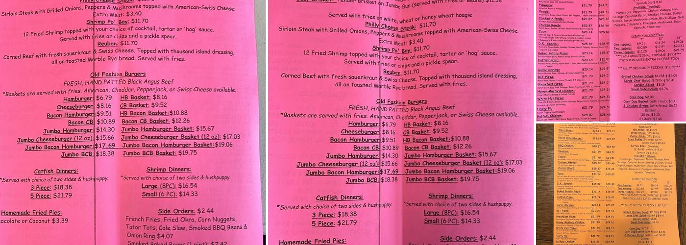 Large Mouth Pizza Menu