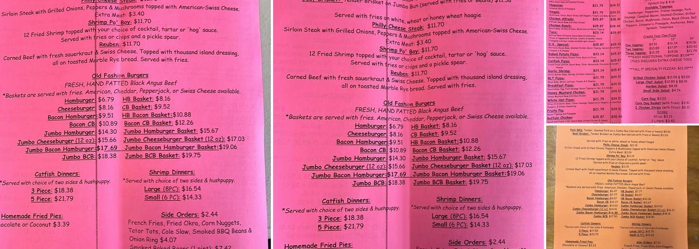 Large Mouth Pizza Menu
