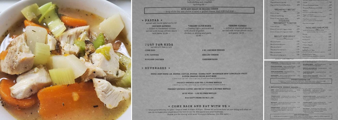 Grumpy's Getaway Menu