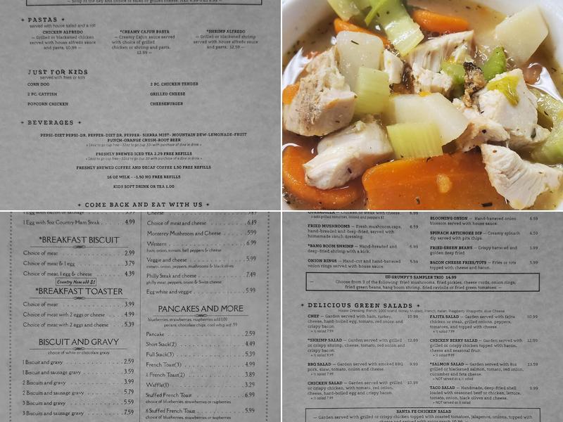 Grumpy's Getaway Menu