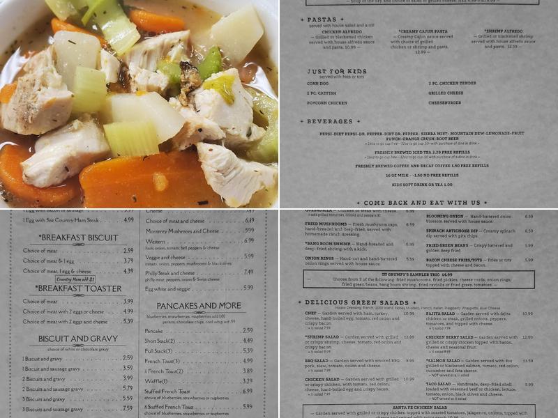 Grumpy's Getaway Menu