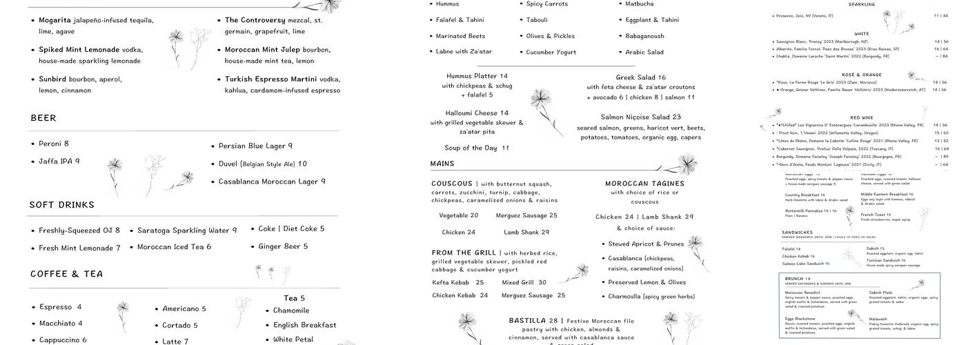 Cafe Mogador Menu