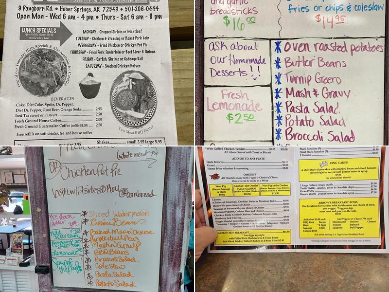 Arrow's Cafe and BBQ Menu