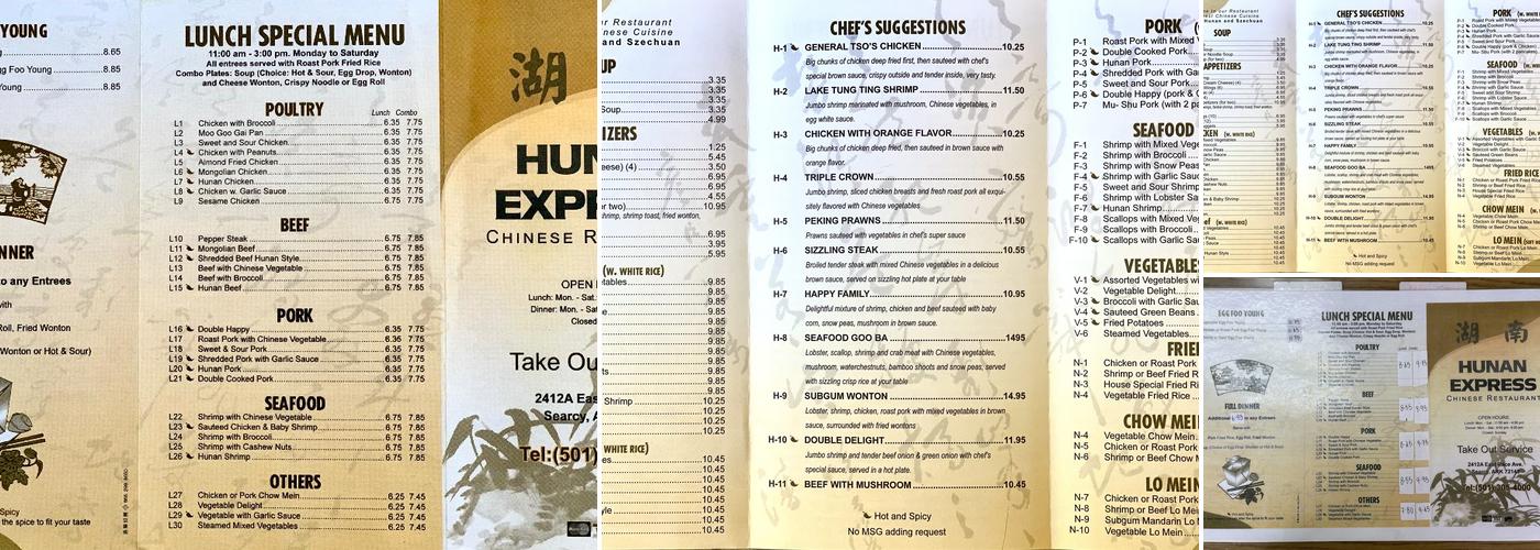 Hunan Express Menu