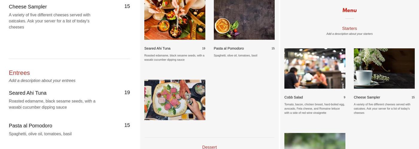 Kiosko Restaurant Menu