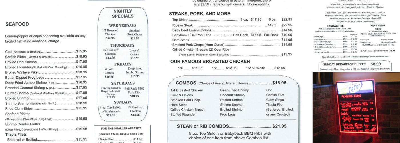 The Bridge Restaurant & Lounge Menu