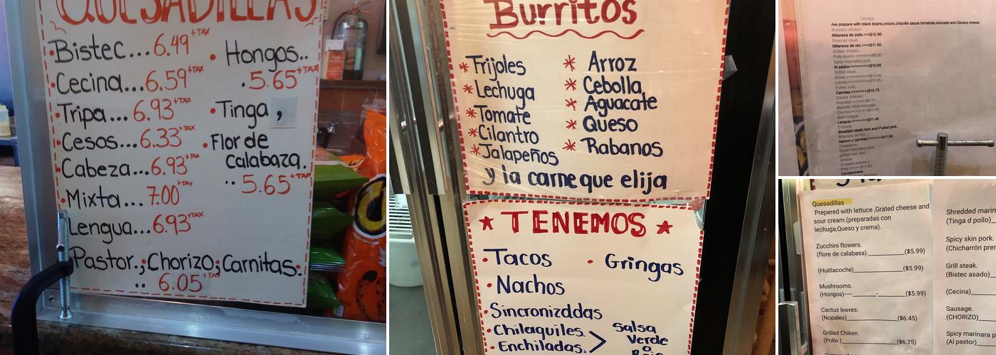 Sin Dulce Menu
