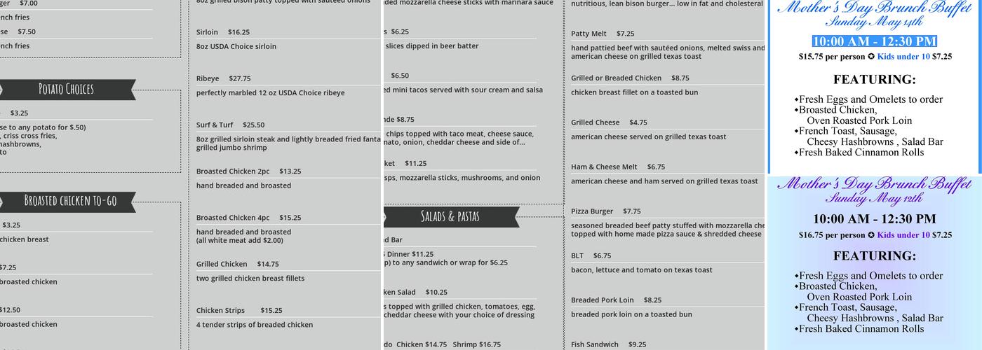 Circle C Saloon Menu