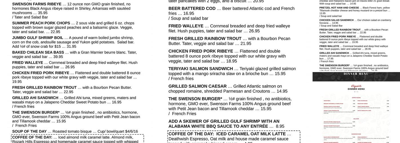 Janssen's Lakefront Restaurant Menu