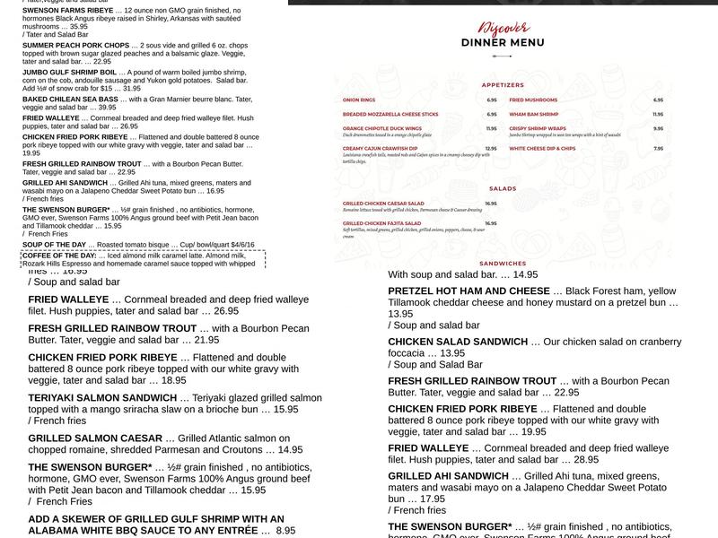 Janssen's Lakefront Restaurant Menu