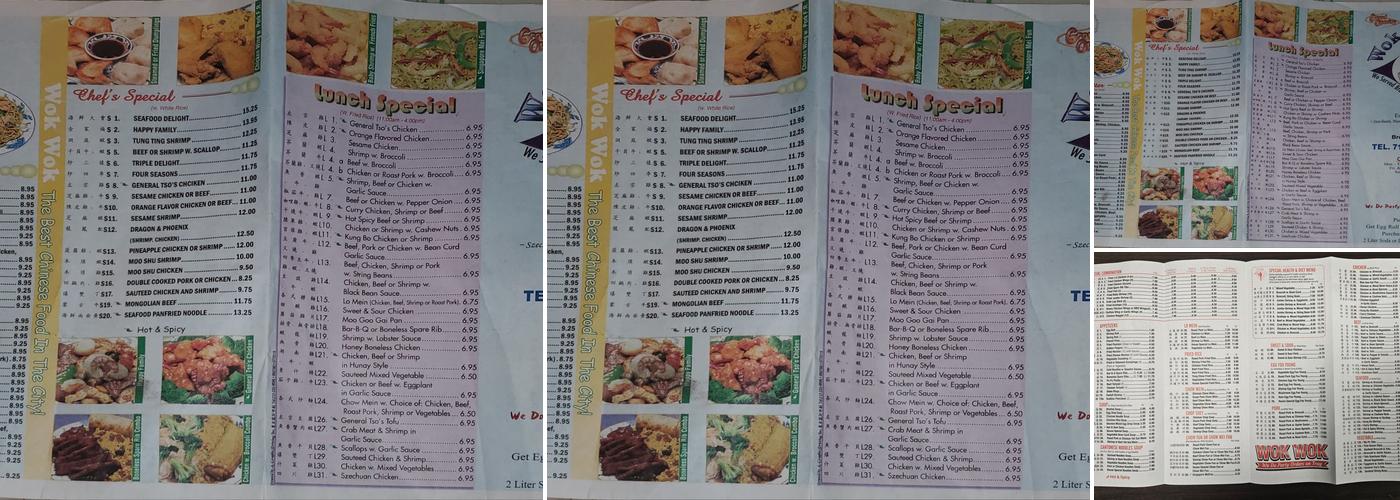 Wok Wok Chinese Restaurant Menu