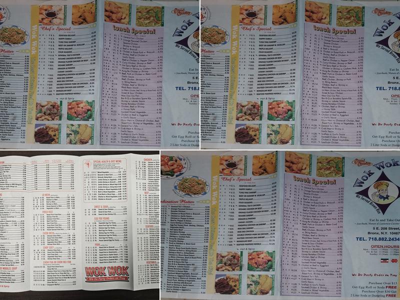 Wok Wok Chinese Restaurant Menu