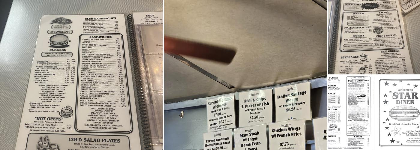 Star Diner Menu
