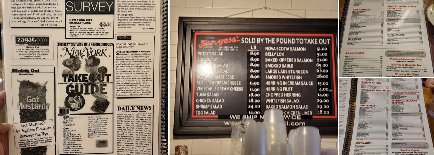 Sarge’s Delicatessen & Diner Menu