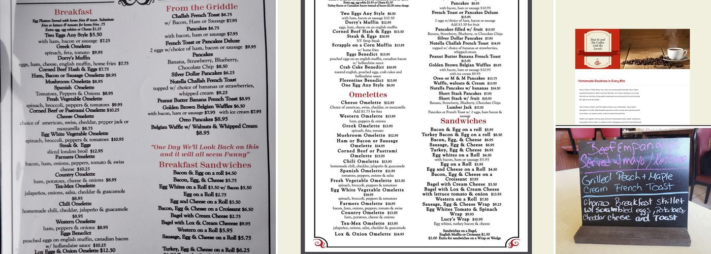 Dorry's Diner Menu