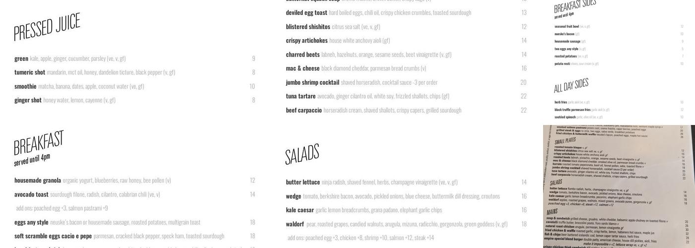Empire Diner Menu