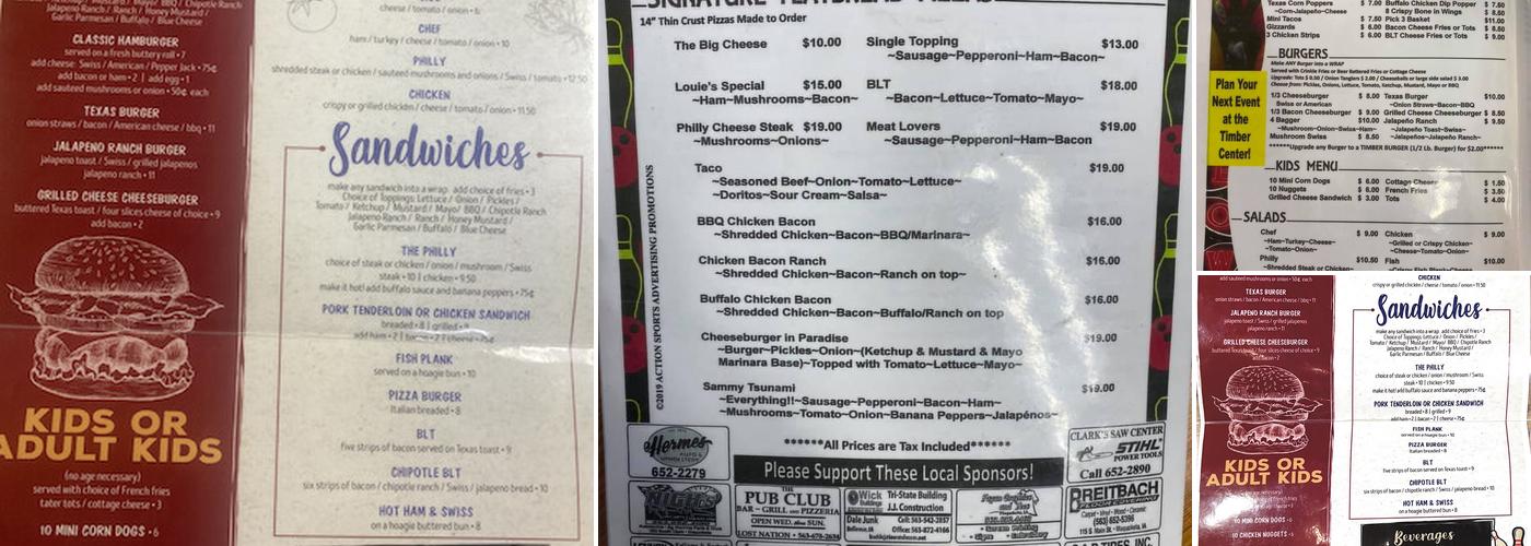 Timber Lanes & The Timber Center Menu