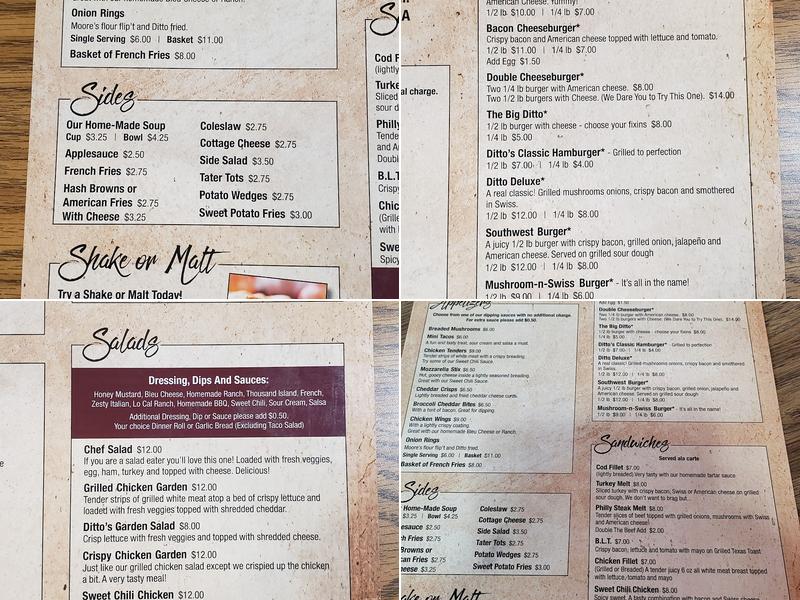 Ditto's Family Restaurant Menu
