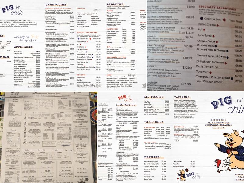 Pig 'N Chik BBQ Menu