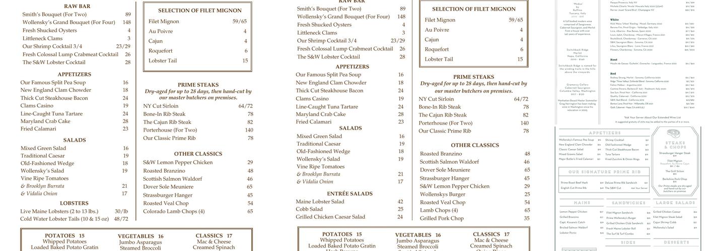 Smith & Wollensky Menu
