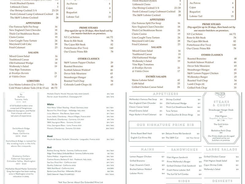 Smith & Wollensky Menu