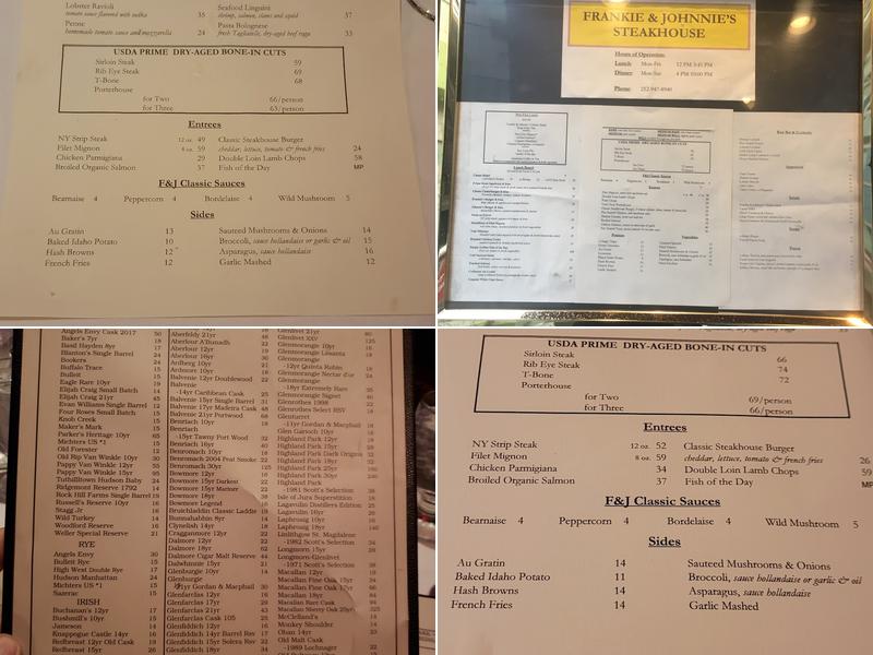 Frankie & Johnnie's Steakhouse Menu