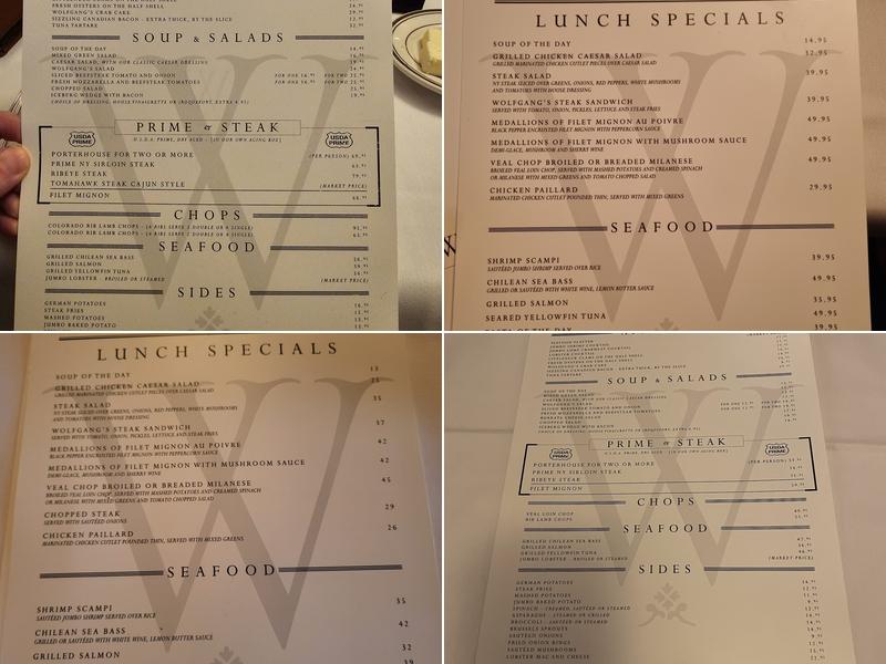 Wolfgang's Steakhouse Menu