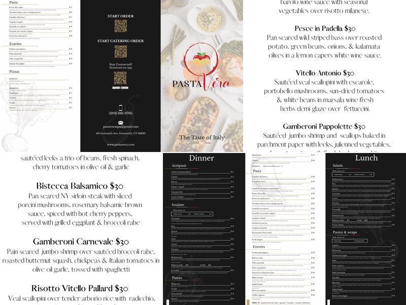 Pasta Vera Menu