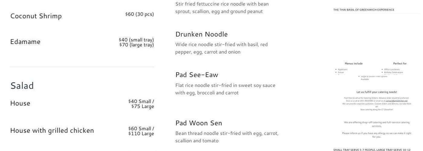 Thai Basil Menu