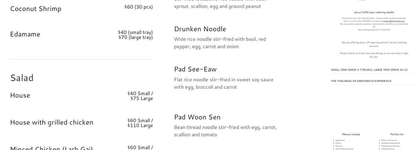 Thai Basil Menu