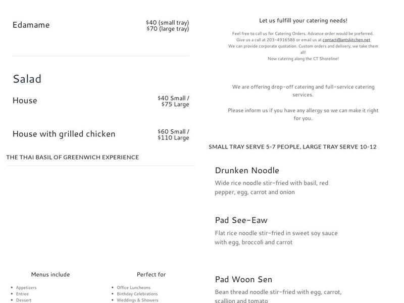 Thai Basil Menu