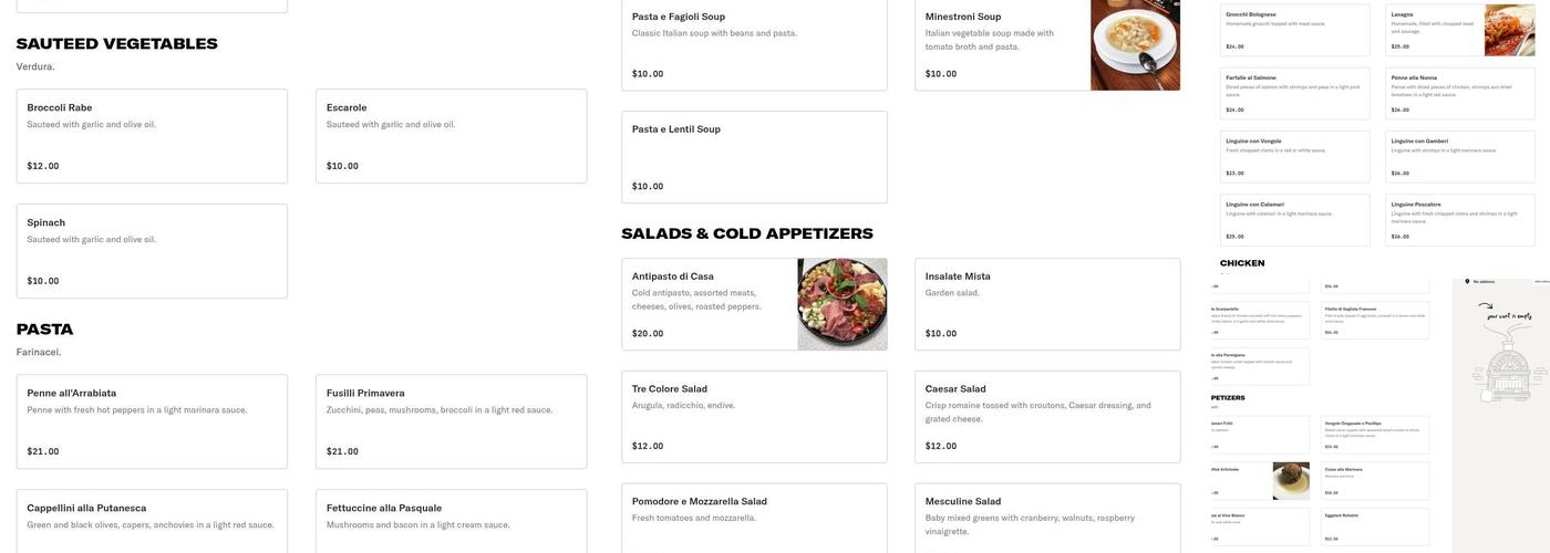 Pasquale Ristorante Menu