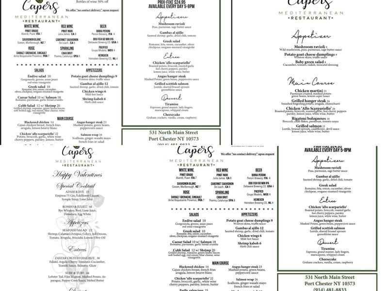 Capers Restaurant Menu