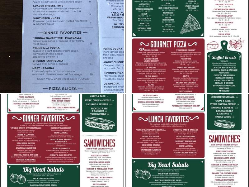 Eli's Brick Oven Pizza Menu