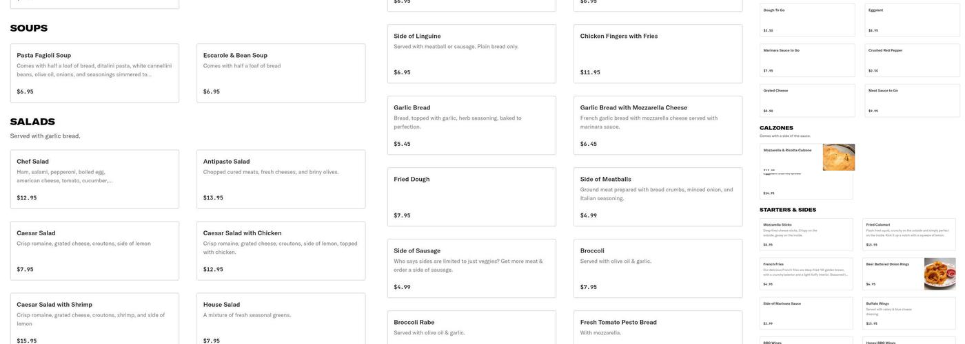 Sorrento's Brick Oven Pizza Menu