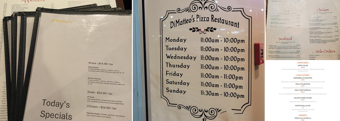 Di Matteo's Pizza & Restaurant Menu