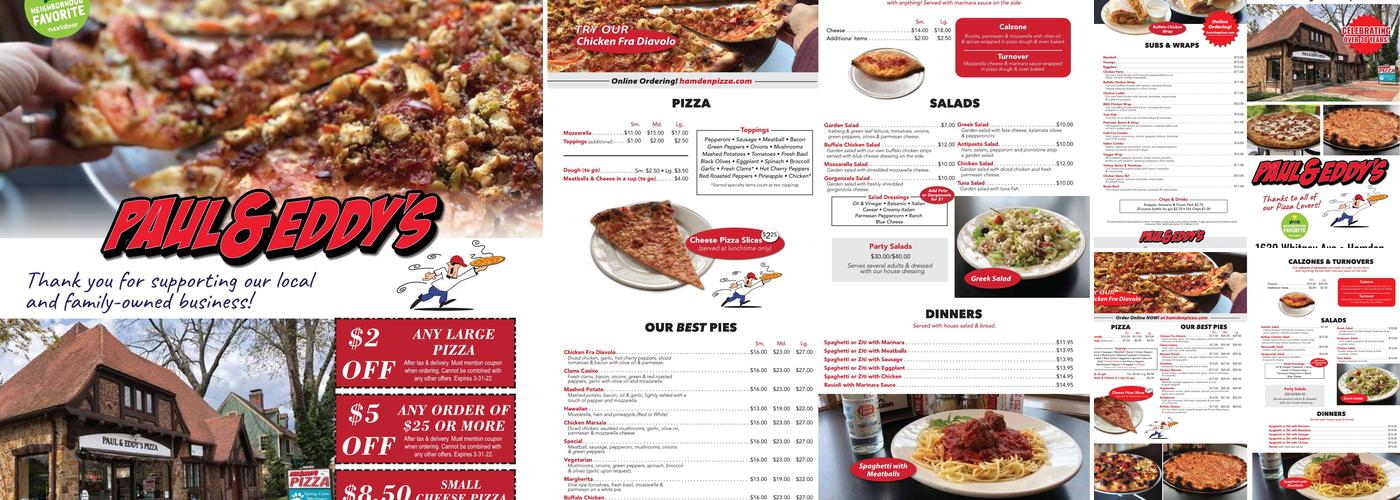 Paul & Eddy's Pizza Menu