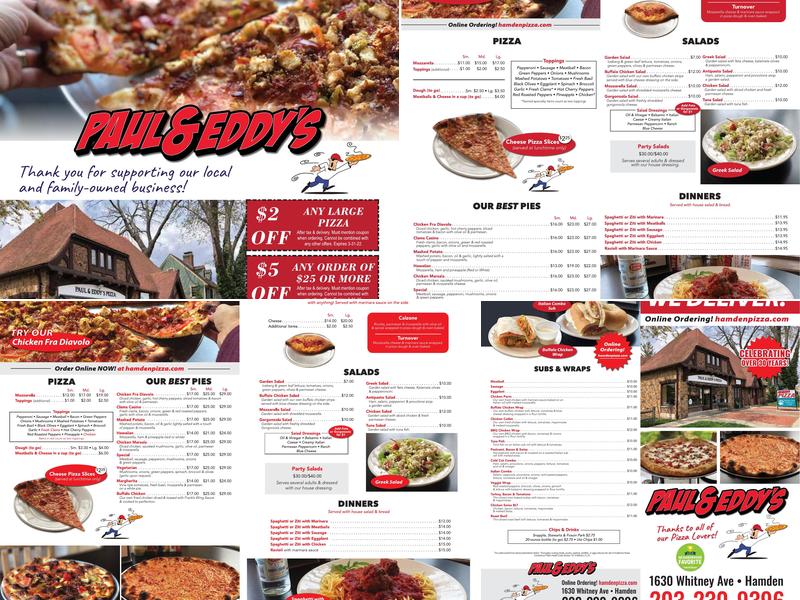 Paul & Eddy's Pizza Menu