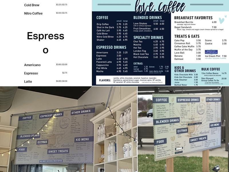 Love Coffee Menu