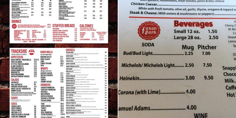 Trackside Brick Oven Pizzeria Menu