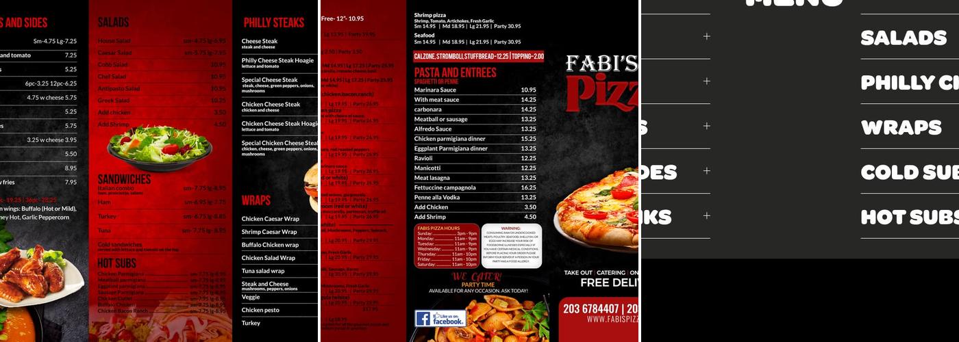 Fabis Pizza Menu